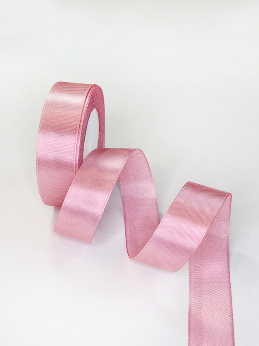 Атласная лента 25 мм (25 ярд)  цвет розовый