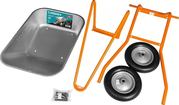 Строительная тачка СИБИН "СТ-22" двухколесная (110 л, 200 кг)