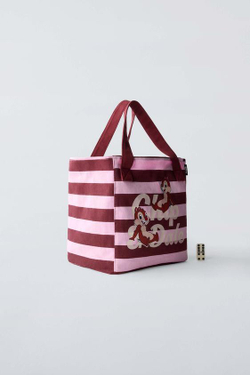 ZARA СУМКА-ШОПЕР CHIP AND DALE © DISNEY, РОЗОВЫЙ