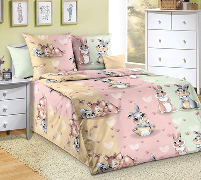 Детское постельное белье из поплина 1,5-спальный размер Заюшки 1