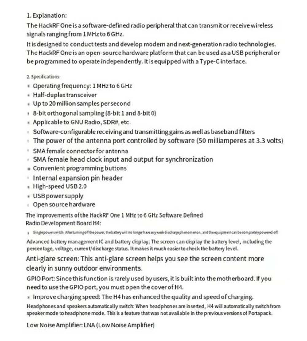 HackRF One + Portapack H4M R9C  Kit-5 +LNA