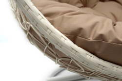 Кресло подвесное двойное Флора арт.D40-МТ006 (стойка+основание.бел.,корзн.бел.,подуш. беж. 3уп. (В))