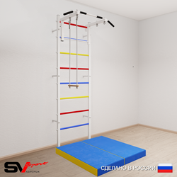Шведская стенка Sv Sport 5124 (Турник стандарт/Трапеция/Мат 1м)