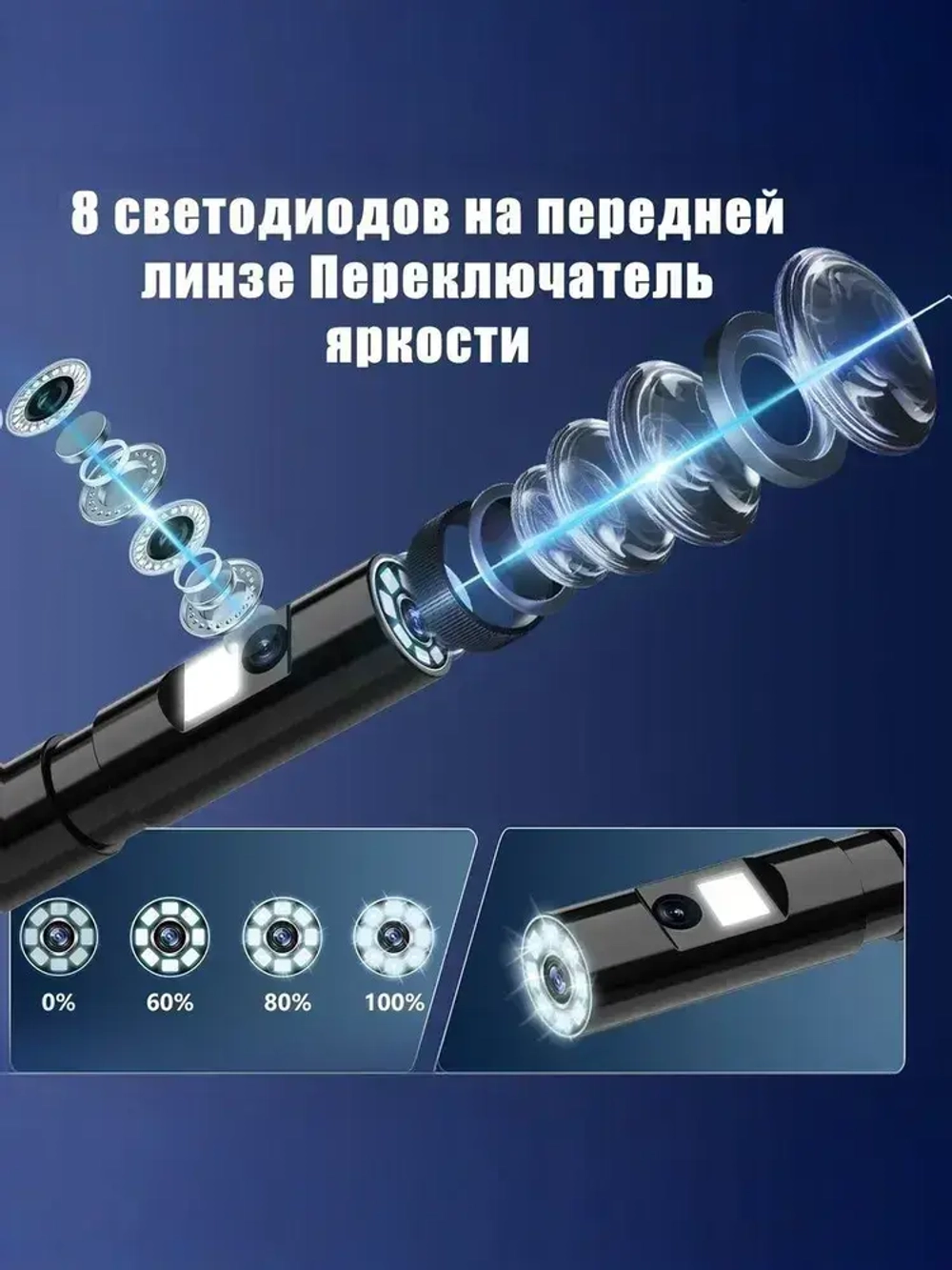 Видеоэндоскоп с 4,3-дюймовым дисплеем, 5 м, Wi-Fi не требуется, готов к использованию после включения