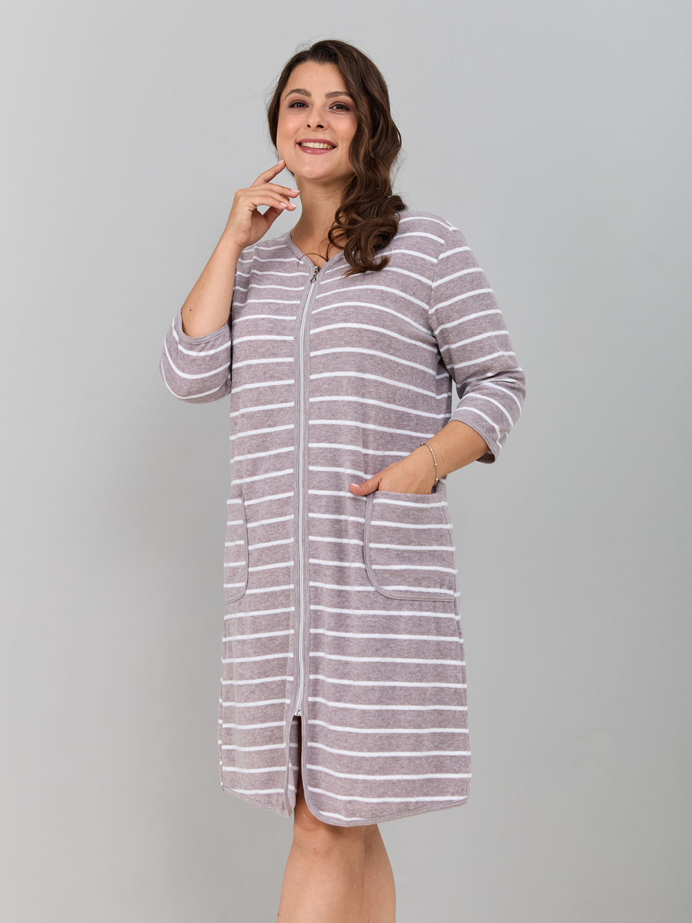 Халат Хм-562/бежевый-полоса