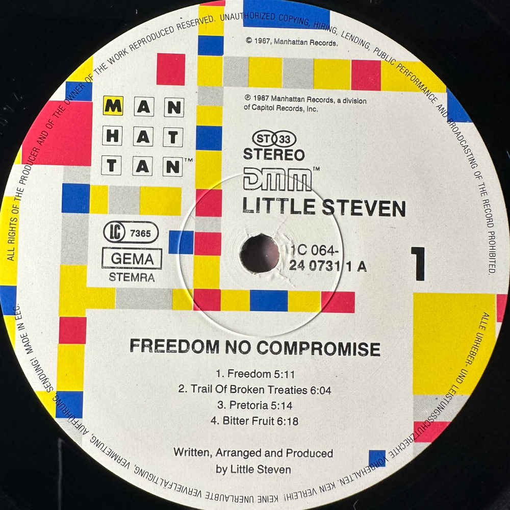 Little Steven ‎– Freedom No Compromise (Европа 1987г.)