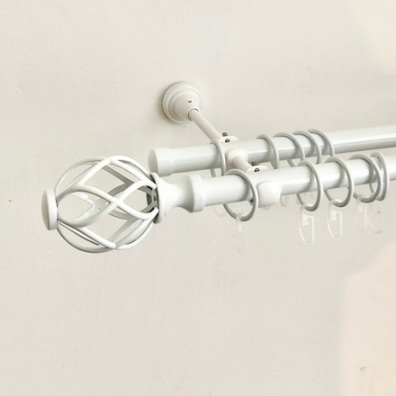 Карниз кованый для штор "Лиана" d19/19 мм двухрядный, цвет белый глянец