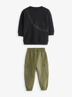 Лонгслив и джоггеры в комплекте для мальчика Next N96-355, Хаки, Черный