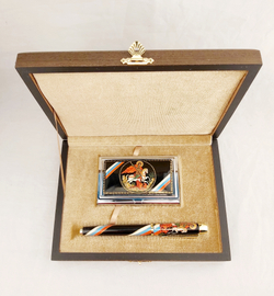 Набор "Георгий Победоносец" с визитницей и ручкой Паркер (роспись Палех)