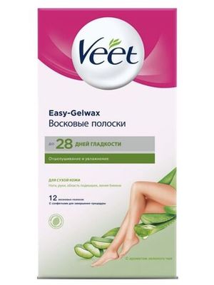 Восковые полоски для депиляции Veet для сухой кожи 12 штук