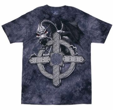 Футболка Дракон на кельтском кресте ( тёмно-серая варёнка )