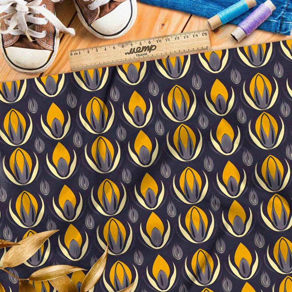 Ткань премиум интерлок ретро мотивы вдохновения