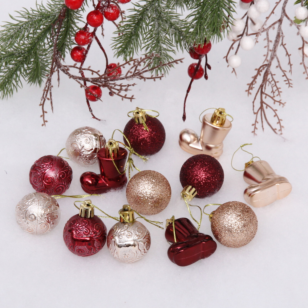 Набор украшений «Волшебное сияние» 4 см (13 предметов), рубин/шампань
