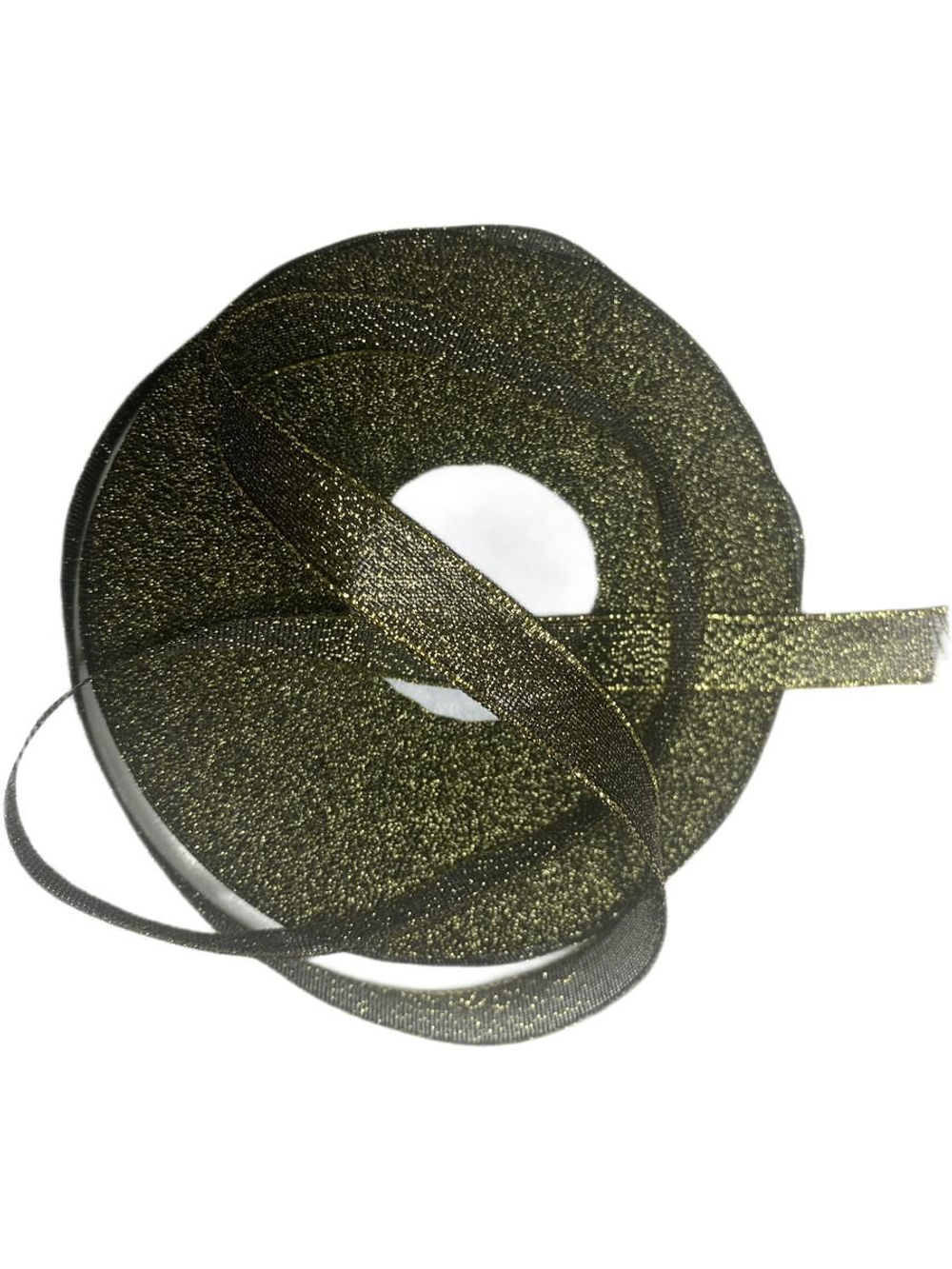 Лента люрекс 12мм - 33м -1 боб. (черный с золотом)