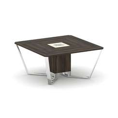 Steel Meet Стол переговорный квадратный MM-PR.B.SP-08 Дуб Мали/Ваниль Глянец/Нержавеющая Сталь/Хром