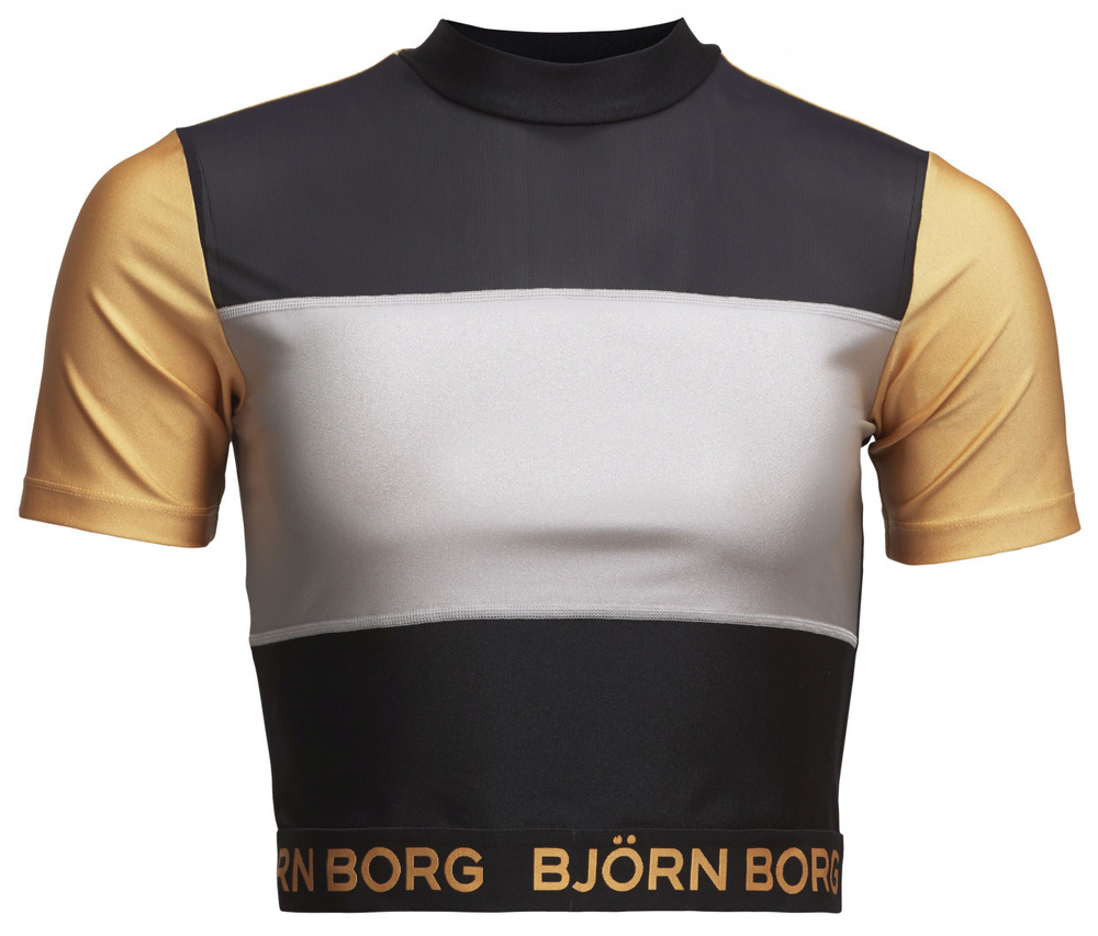 Женская футболка теннисная Björn Borg Cropped Tee Cylie W - black gold