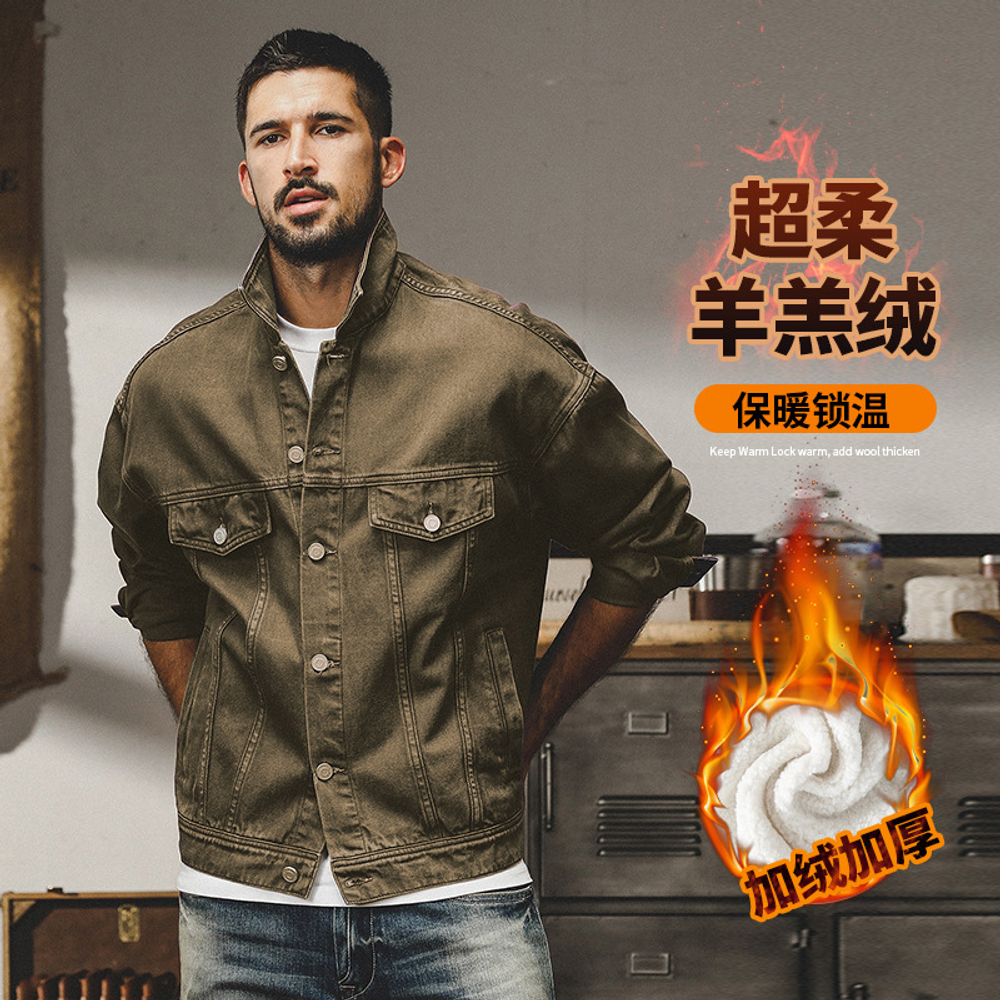 Джинсовая мужская куртка из классической винтажной ткани,сезон весна-осень