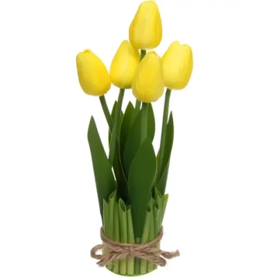 Цветочная композиция «Весенняя рапсодия» 10*26см Тюльпаны желтые