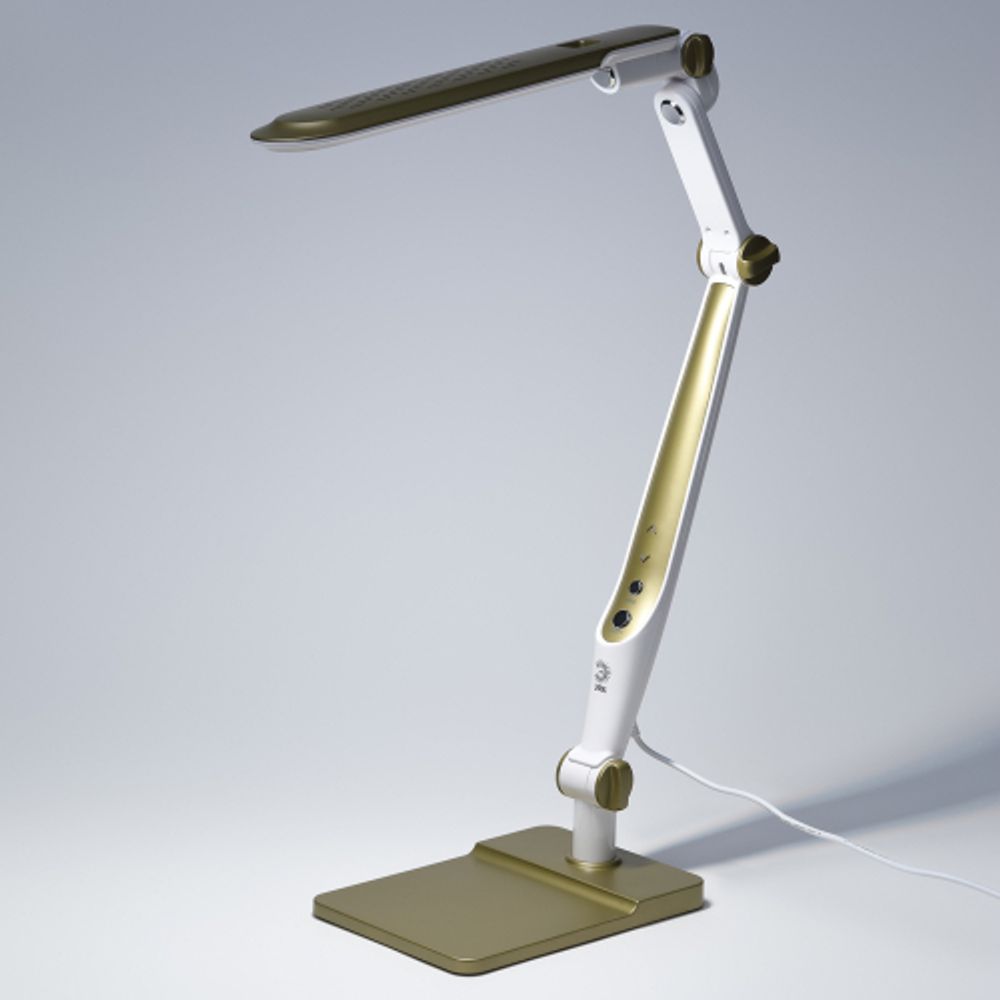 Настольный светильник ЭРА NLED-497-12W-G светодиодный на струбцине и с основанием золото | Светодиодные настольные лампы