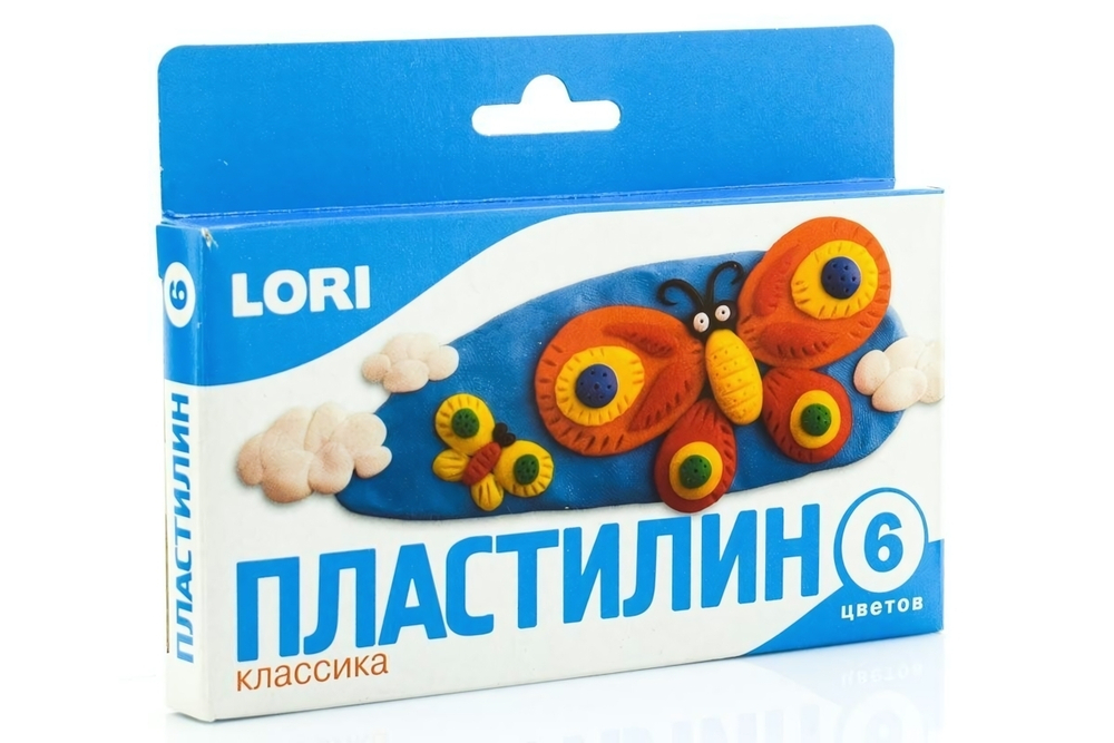 Пластилин "Классика" 6 цветов, 120 гр, со стеком Пл-001 (Lori)