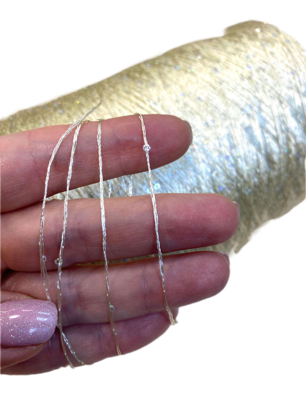 Пряжа на бобине 100% полиамид с пайетками (Италия) 100г -750м 230г