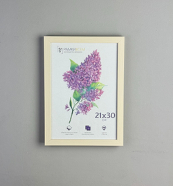 Фоторамка пластиковая 21х30 см, бежевая, структура дерева, арт. 2130.127316