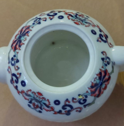 242096Y3 УЦЕНКА Чайник РИСОВЫЙ ФАРФОР "Улей",h=75мм, L=140мм, фарфор белый