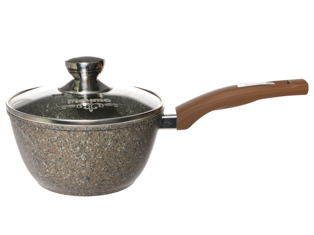 Ковш 1,7л Premium mokko с несъемной ручкой и стеклянной крышкой