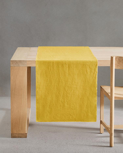 ZARA HOME СКАТЕРТЬ-ДОРОЖКА НА СТОЛ ИЗ СТИРАННОГО ЛЬНА, ЖЕЛТЫЙ