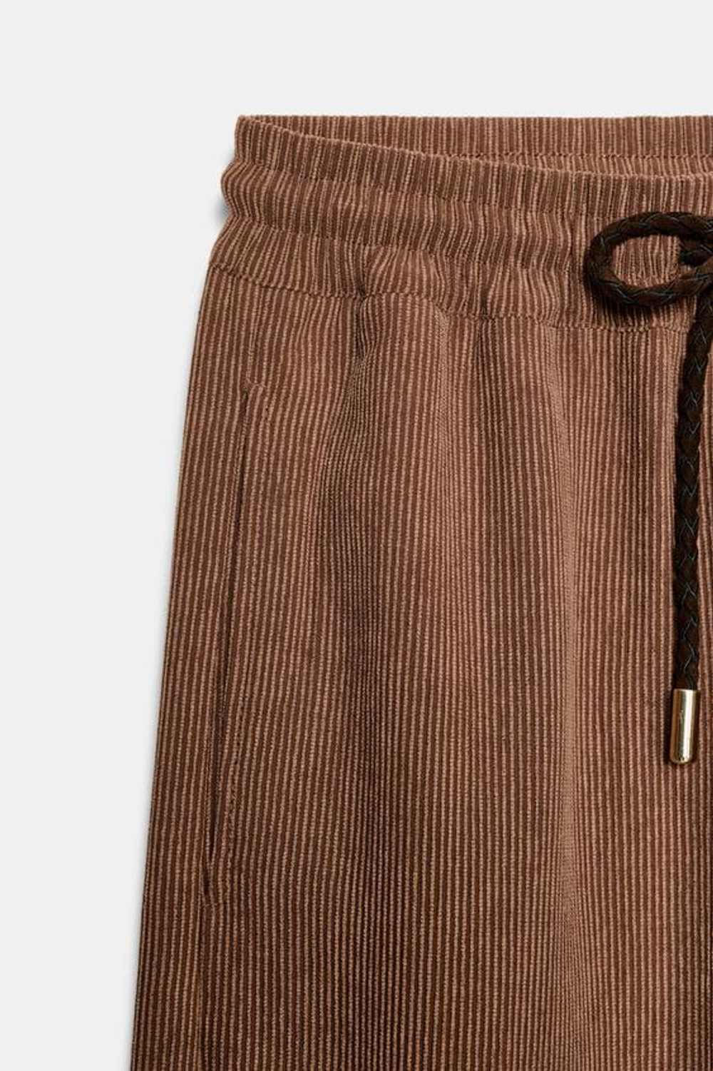 ZARA БРЮКИ ПРЯМОГО КРОЯ С ЭЛАСТИЧНЫМ ПОЯСОМ, РЫЖЕВАТО-КОРИЧНЕВЫЙ