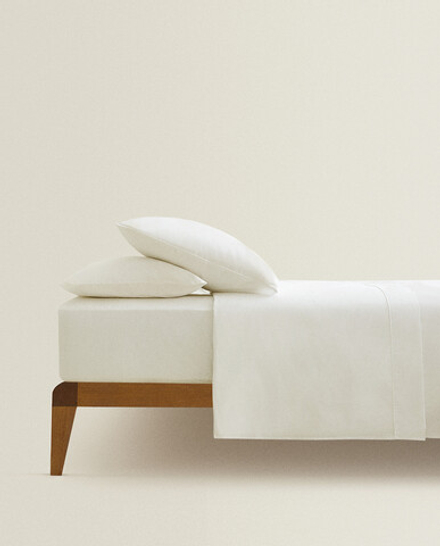 ZARA HOME (300 НИТЕЙ) ПОДОДЕЯЛЬНИК ИЗ ХЛОПКА ПЕРКАЛЬ, ЭКРЮ
