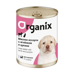 ORGANIX Консервы для щенков Мясное ассорти с Ягнёнком и цукини