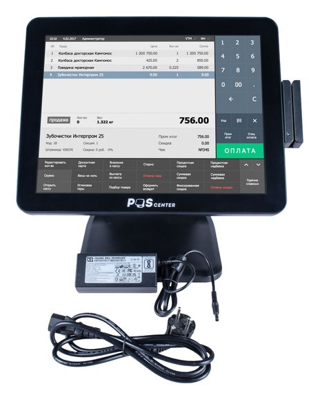 Сенсорный моноблок POScenter POS101 (15&quot;, PCAP, J6412, RAM 8Gb, SSD M2 256Gb, MSR) без ОС