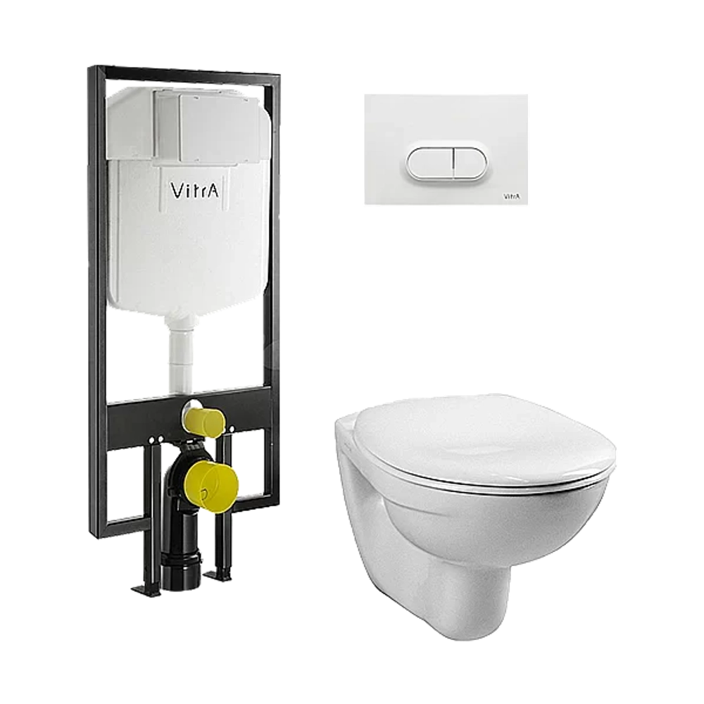 Унитаз Vitra Normus 9773B003-7201 с инсталляцией, с крышкой, белый, кнопка белая