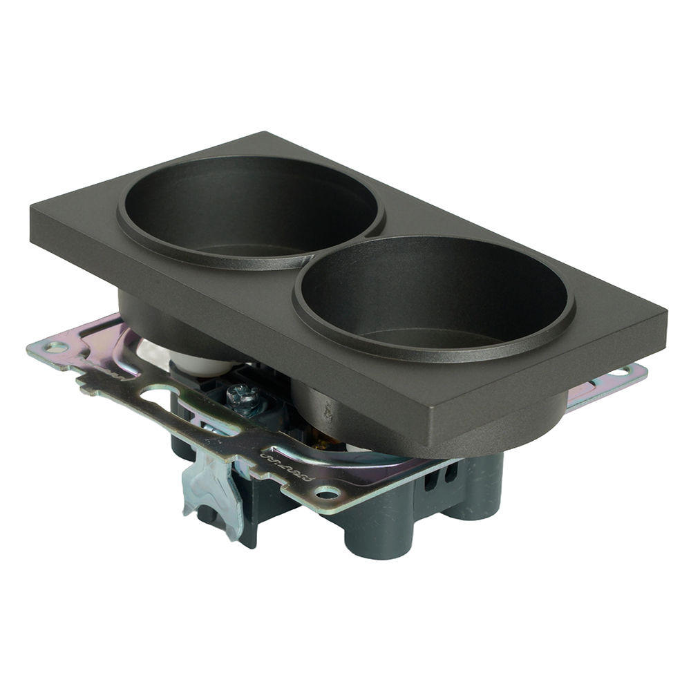 Розетка 2-местная с защитной шторкой (механизм) б/з, 250В, 10А, серия Катрин, графит, GLS10-7113-06 49421