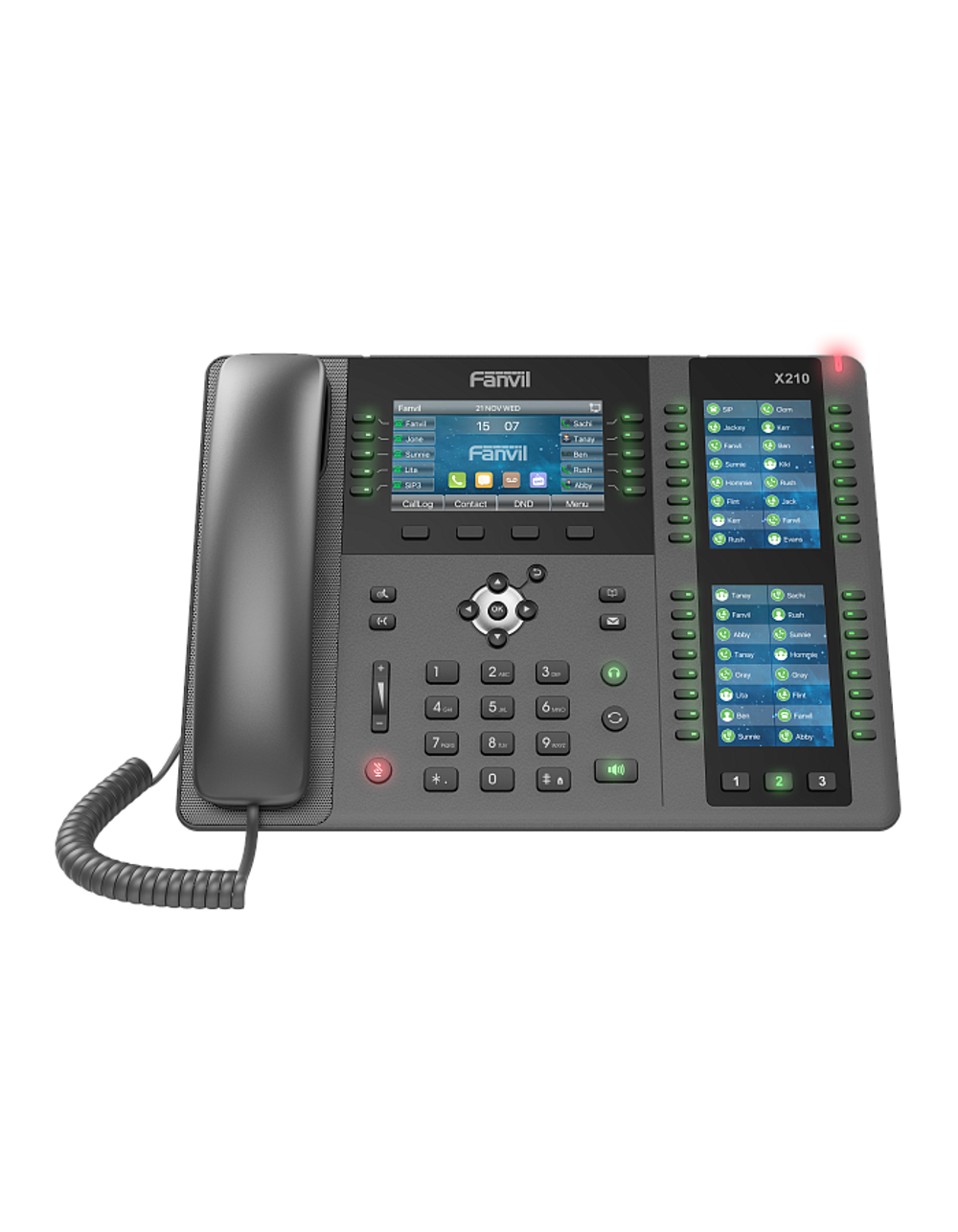 Fanvil X210 2xEthernet 10/100/1000, HD Voice, 20 SIP Lines, 10 Line Key, 116 DSS Keys, IPV6/OPUS, 4.3+2*2.4 Multi Color Screen, WIFI & Built-in Bluetooth, POE + Gigabit, PSU