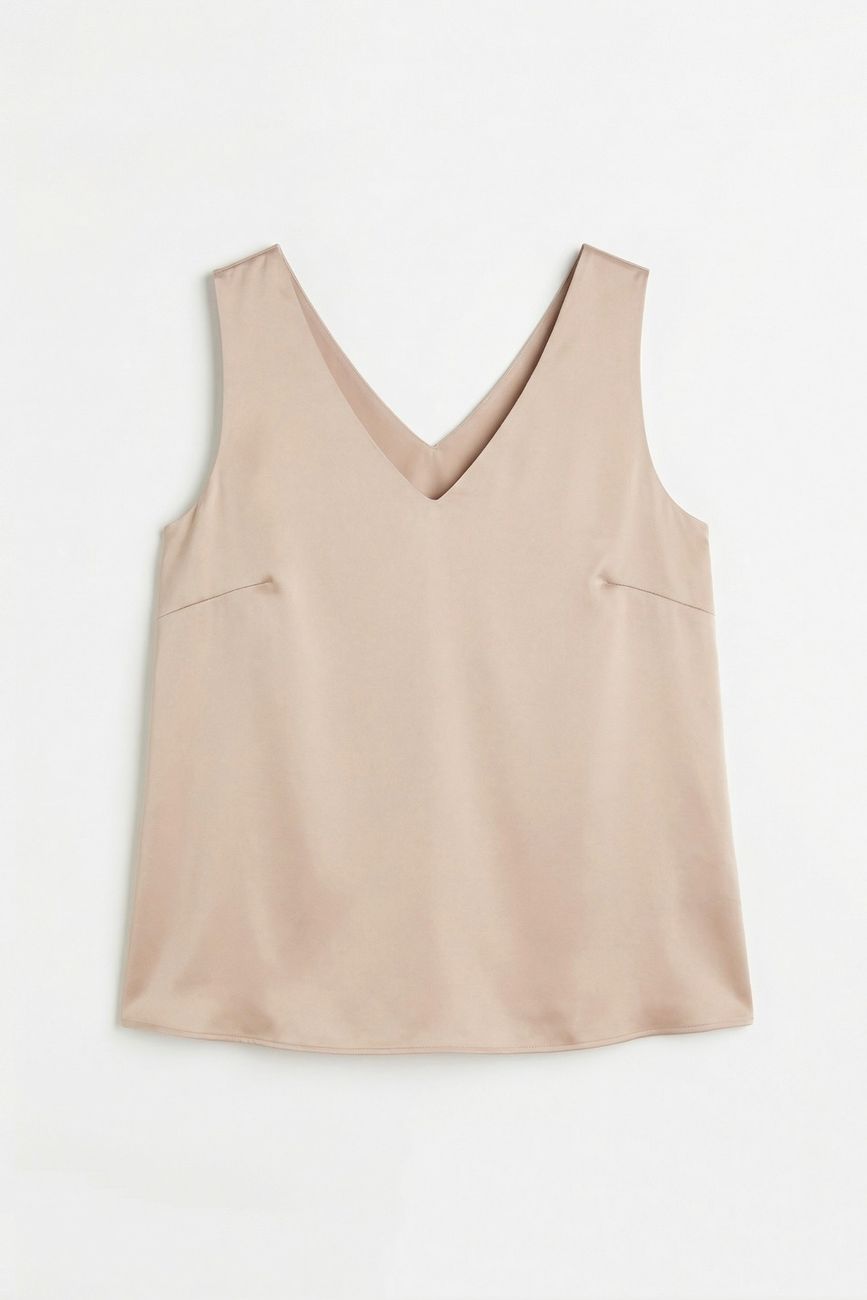 Топ двухслойный на широких бретелях, телесный