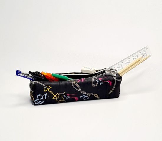 Школьный пенал с 2 отделениями, сиреневый, 11 предметов