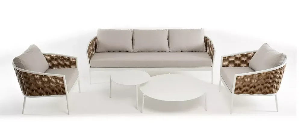 "Тоскана" лаунж-зона из искусственного ротанга, цвет соломенный