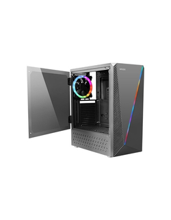 Ginzzu SL200 FAN Rear 12CM LED  1*USB 3.0,1*USB 2.0,AU Window w/o PSU