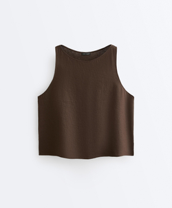 Oysho Топ из 100% льна, темно-коричневый