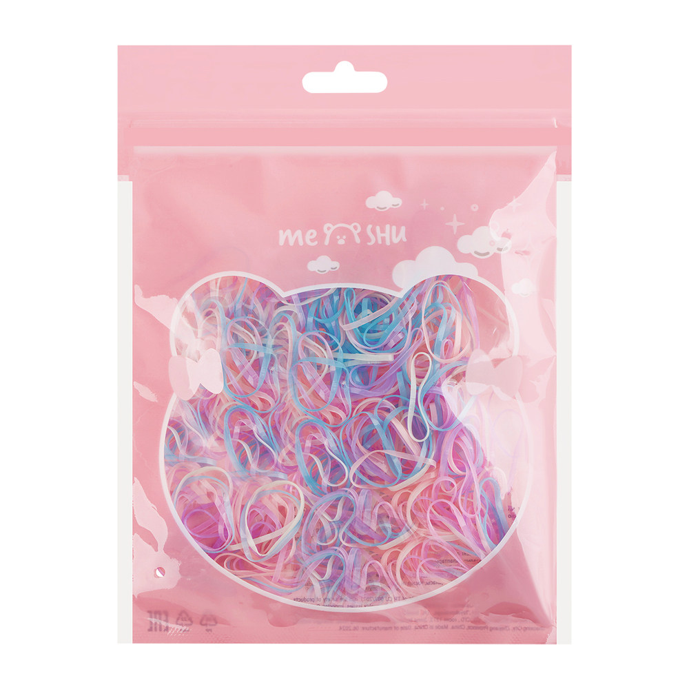 Резинки для волос MESHU, пастельные ассорти, 300шт., диаметр 2см, европодвес MS_60592