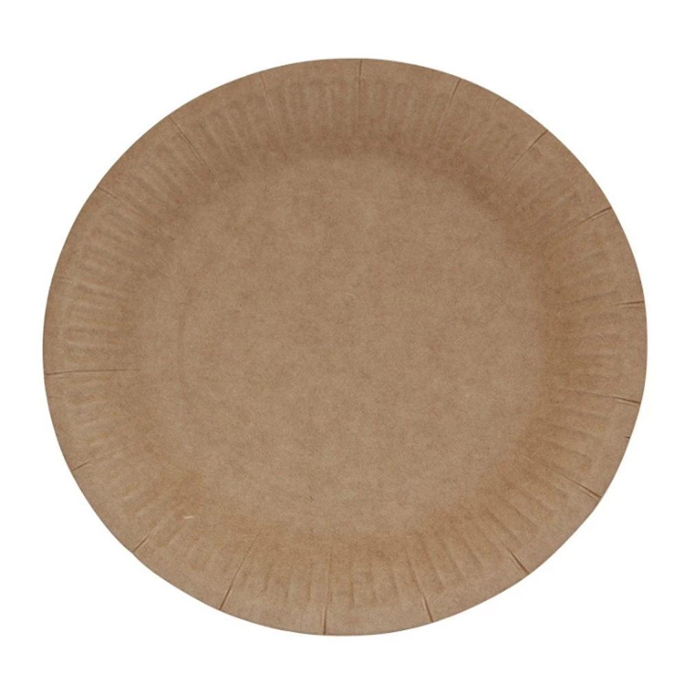 Тарелка бумажная d=180мм Snack Plate, крафт двухсторонний