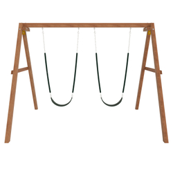 Деревянные качели с двумя гибкими качелями