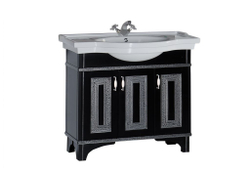 Тумба с раковиной Aquanet Валенса 100 черный краколет/серебро