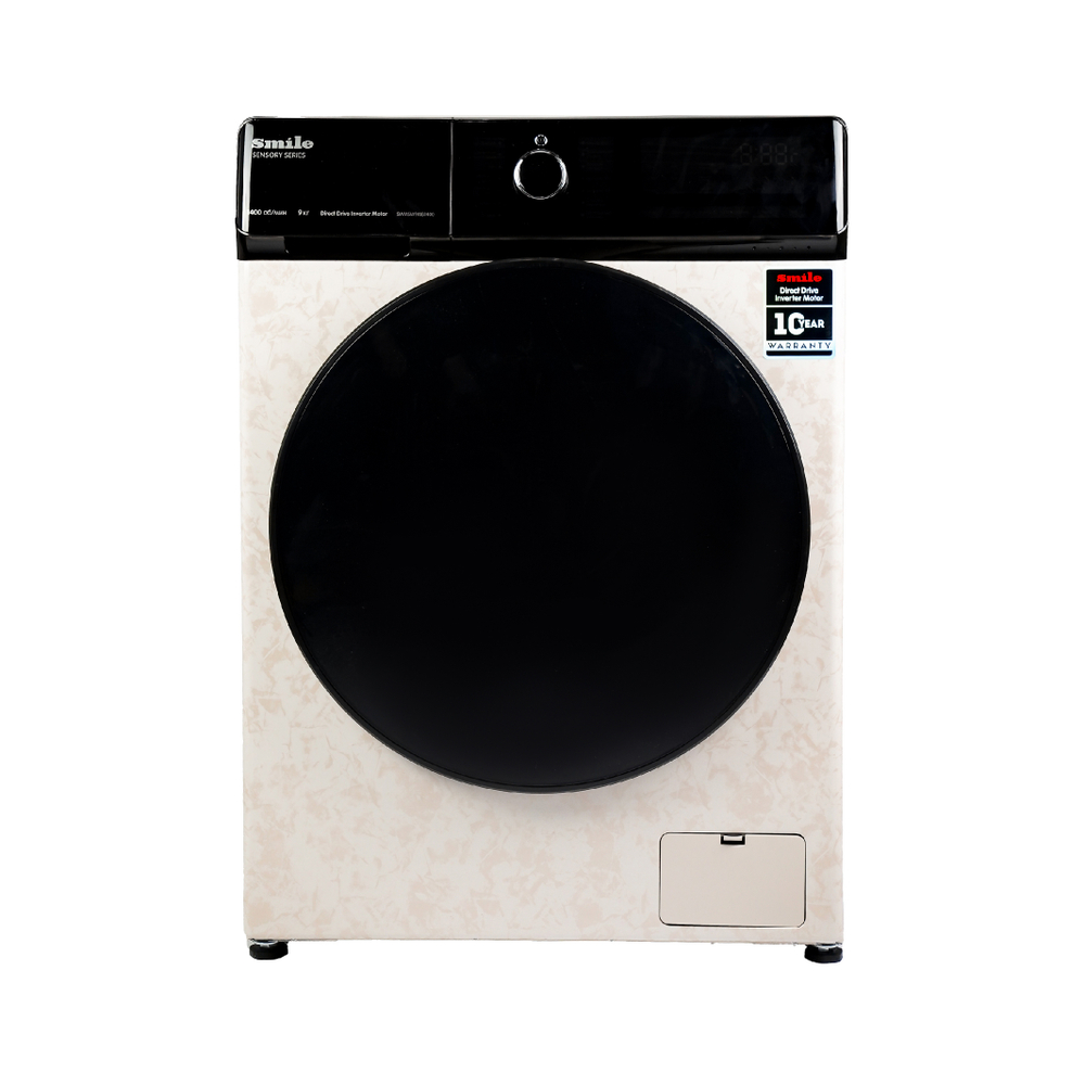 Стиральная машина SMILE SWMSW9MB1400 бежевый мрамор/черный (Загрузка белья 9кг, DD, пар, инвертор)