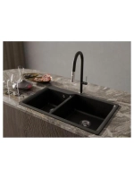 RIVELATO Мойка AXEL 90D 2-чаши 870*520мм, монтаж: врезной, материал: кварц, цвет: черный