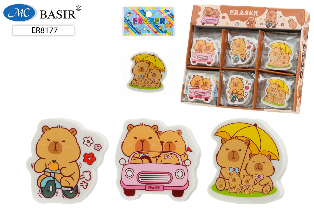 Ластик 3,5*4 см. "Капибара" мягкий, в инд. упаковке (Basir)