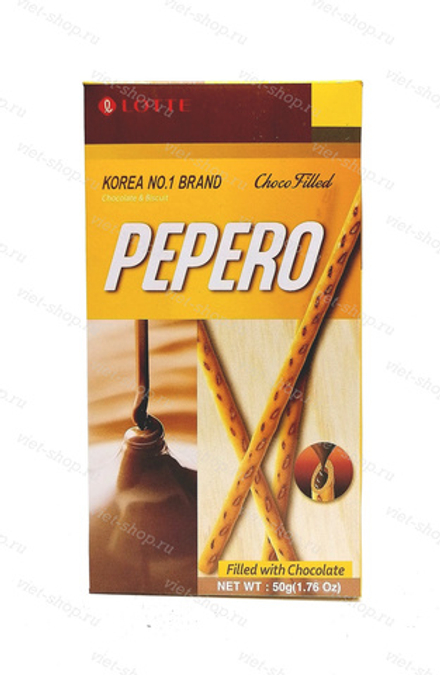 Соломка наполненная шоколадной глазурью, Pepero Choco Filled, Lotte, 50 гр.