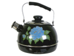 Чайник 3,5л со свистком, подвижная ручка, черный "Голубая орхидея"